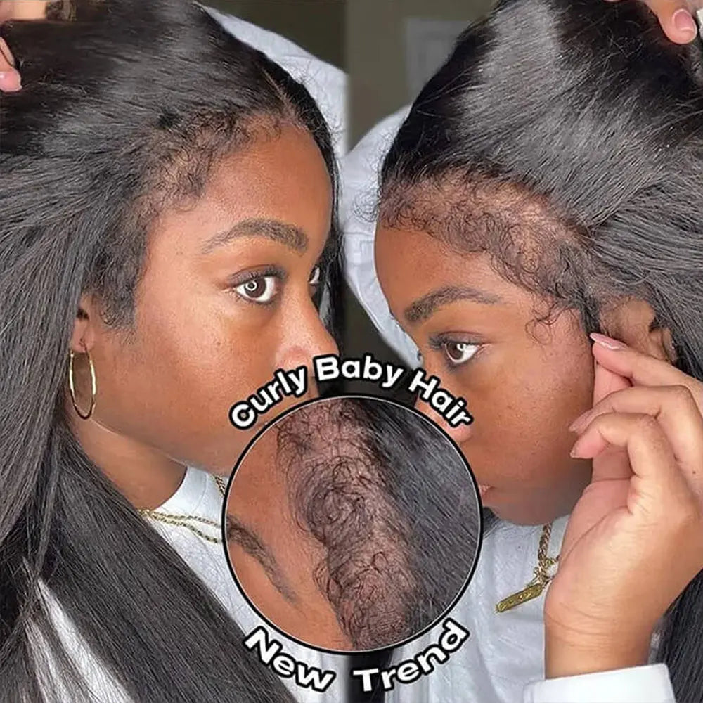 # 40-42 Inch Glueless HD Lace Kinky Straight Wig for Women