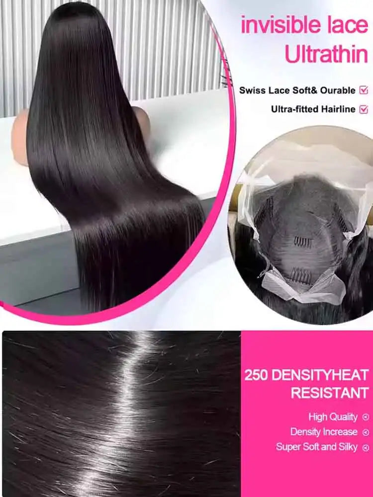 # 40-42 Inch Glueless HD Lace Straight Human Hair Wigs