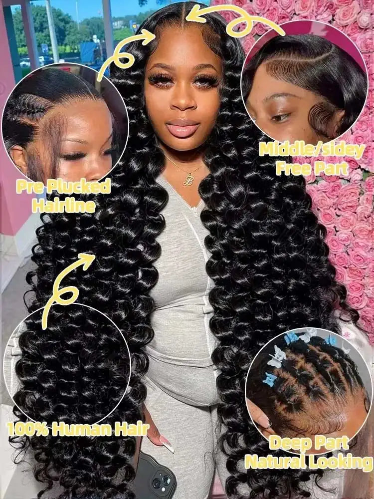 # 40" Deep Wave Glueless HD Lace Front Human Hair Wig