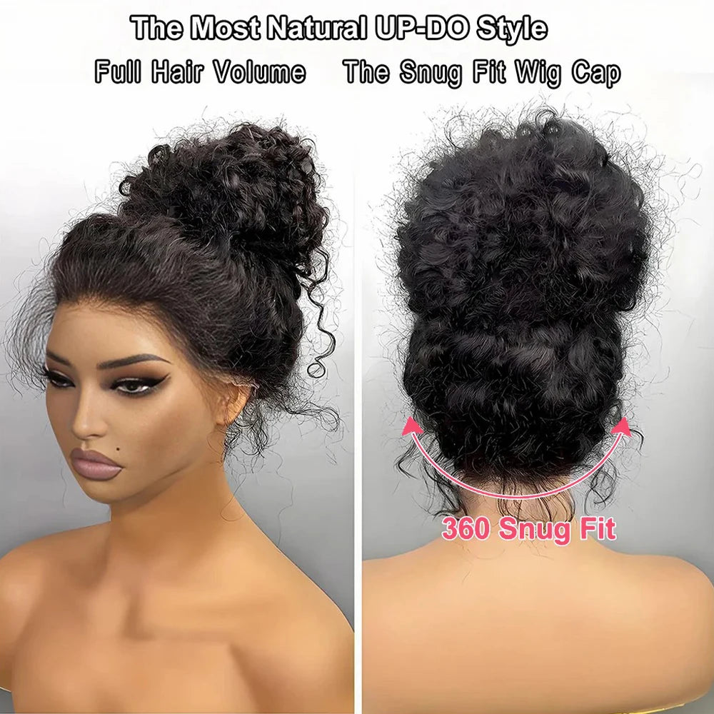 # 36" Glueless Deep Wave Black Wig with HD Lace