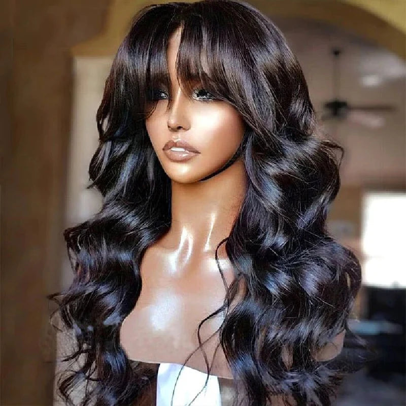 # Glueless Brazilian Body Wave Wig with Bangs - Clearance Sale