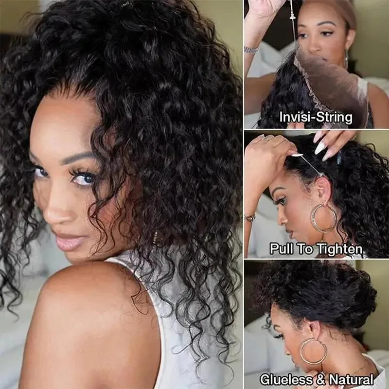 # 36" Glueless Deep Wave Black Wig with HD Lace