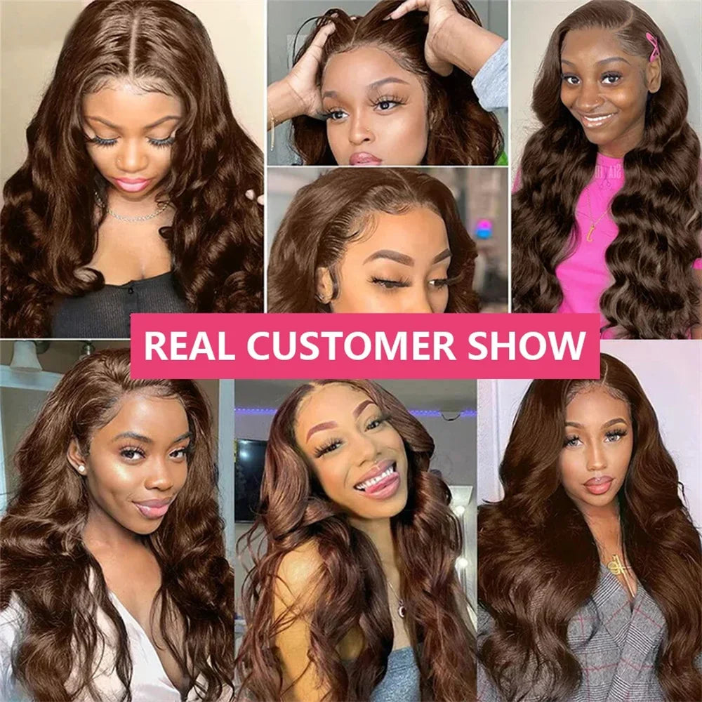 # Chocolate Brown 30" HD Lace Front Body Wave Wig