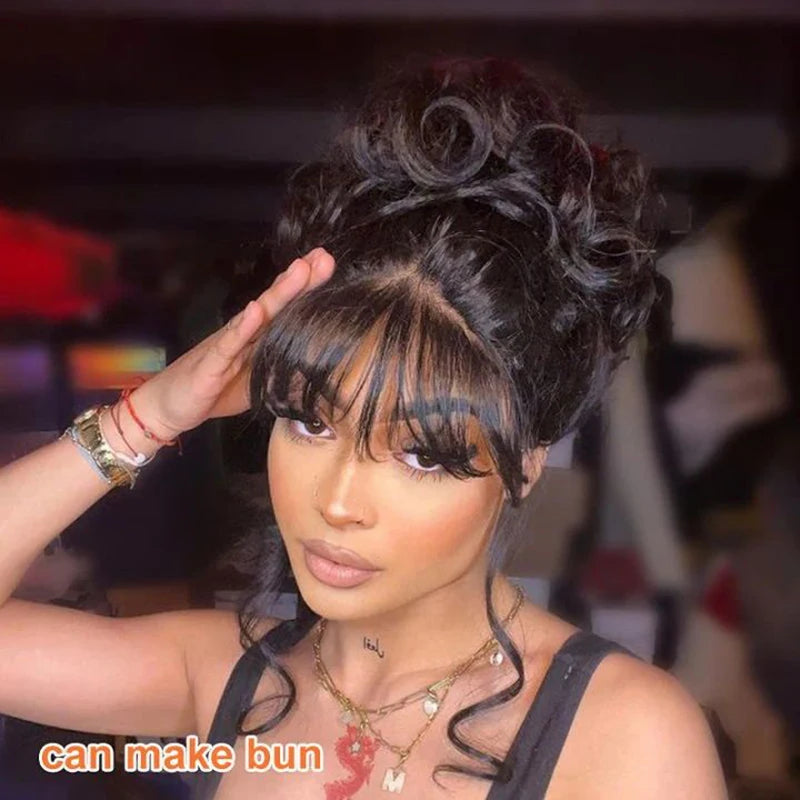 # Glueless Brazilian Body Wave Wig with Bangs - Clearance Sale