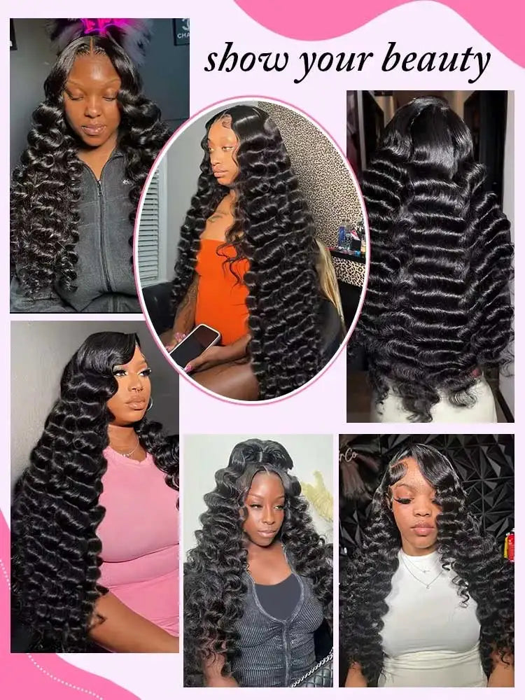 # 40" Deep Wave Glueless HD Lace Front Human Hair Wig