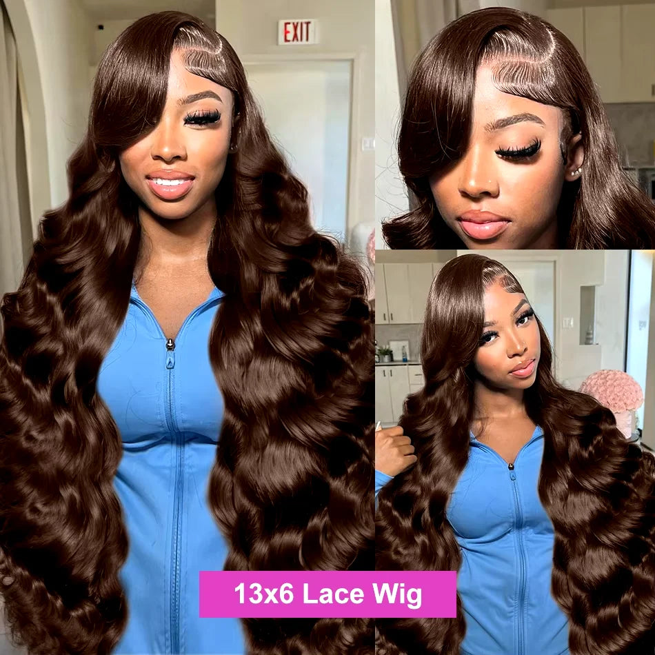 # Chocolate Brown Body Wave Lace Front Wig for Women