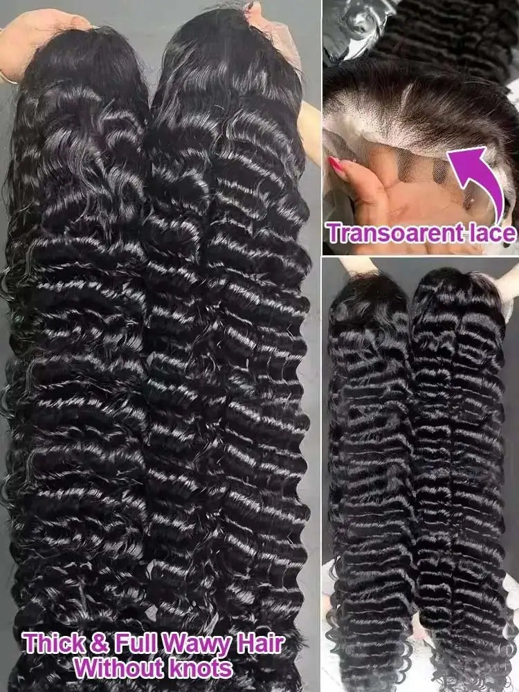 # 40" Deep Wave Glueless HD Lace Front Human Hair Wig