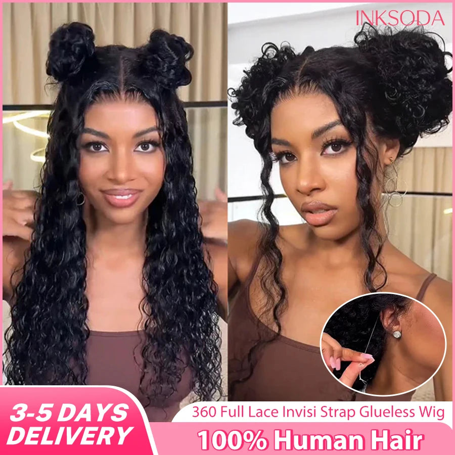# 36" Glueless Deep Wave Black Wig with HD Lace